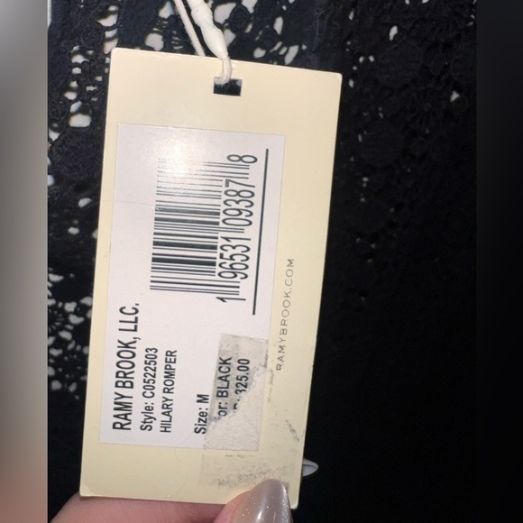 {NWT Ramy Brook Hilary Balloon Sleeve Embroidered Romper in Black Size Medium} - Picture 12 of 14